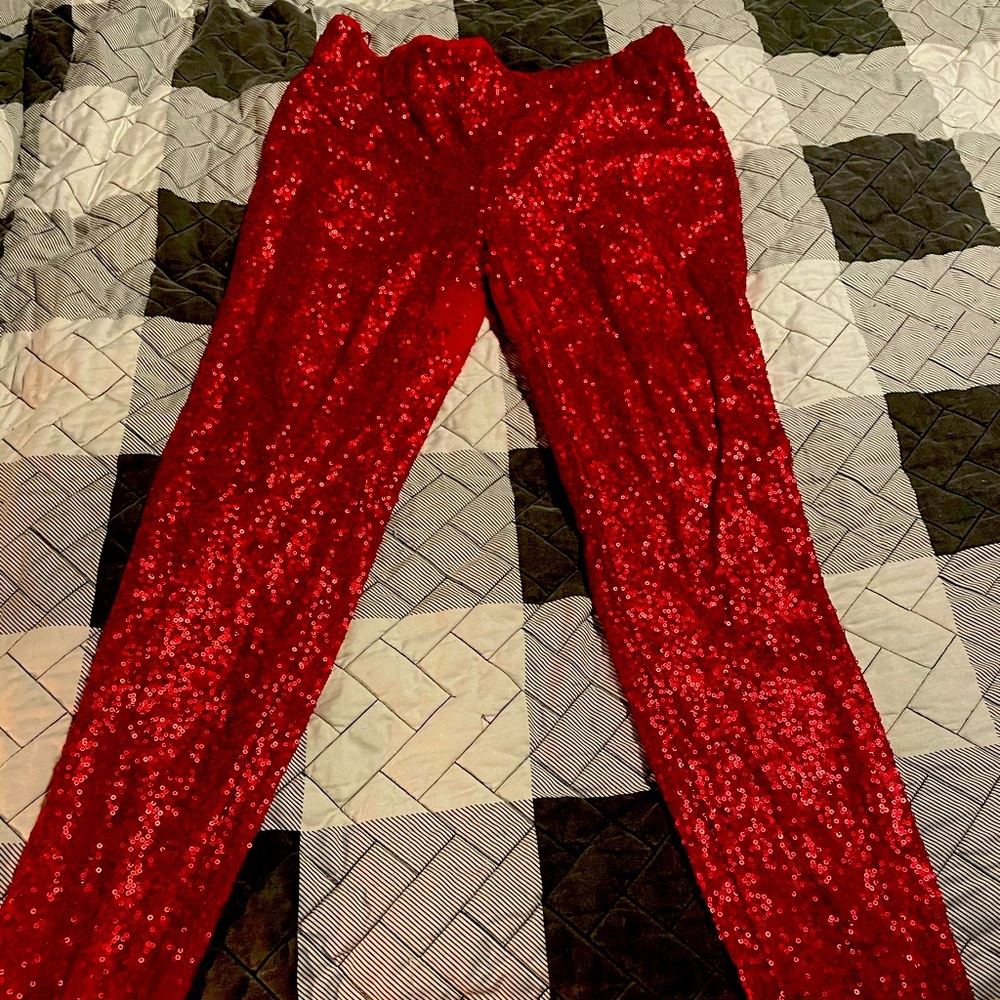 Red May and July sequined leggings